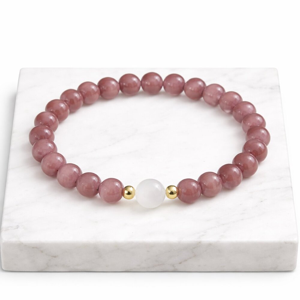 Natural Rose Pink Cat’s Eye Selenite Crystal Bracelet 8mm Beads Healing Jewelry
